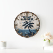 Instant Happiness Coastal Beach House Palm Tree Grote Klok (Huis)