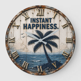 Instant Happiness Coastal  Beach House Palm Tree  Grote Klok