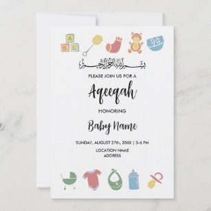 Instant Minimalistische Aqeeqah Aqiqah Uitnodiging