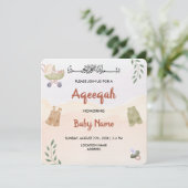 Instant Modern Boho Aqeeqah Aqiqah Nodig Kaart (Staand voorkant)