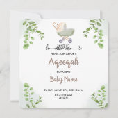 Instant Modern Chic Aqeeqah Aqiqah Nodig Kaart uit (Voorkant)