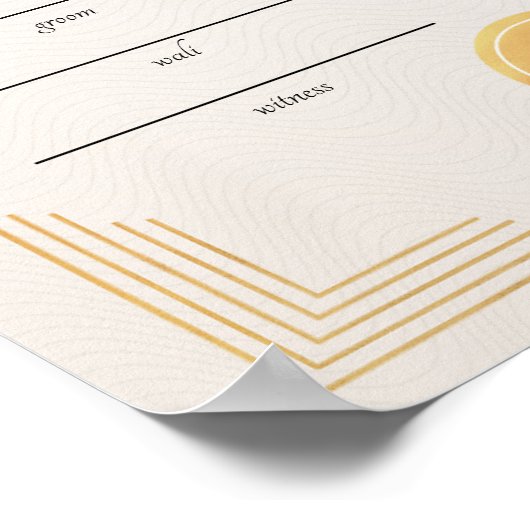 Instant Modern Goud Nikkah huwelijksakte Poster (Hoek)