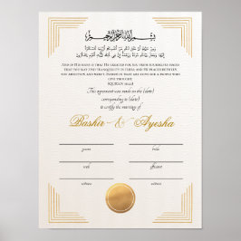 Instant Modern Goud Nikkah huwelijksakte Poster