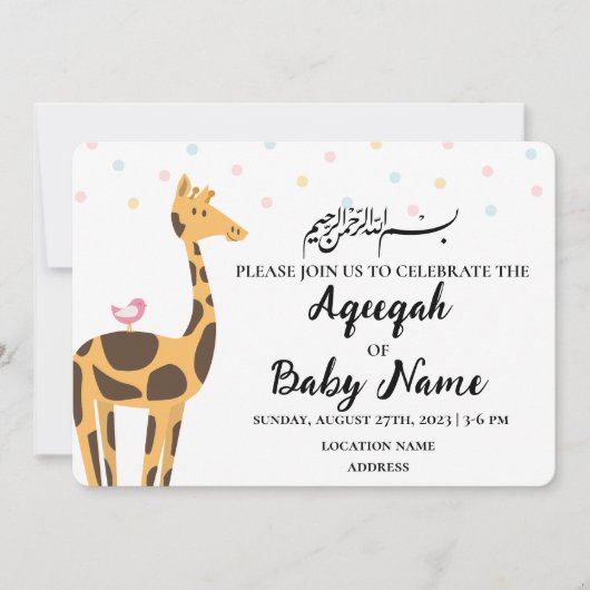 Instant Modern Neutral Aqeeqah Invitation Kaart (Voorkant)