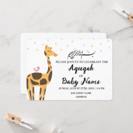 Instant Modern Neutral Aqeeqah Invitation Kaart