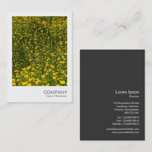 Instant Photo 078 - Bed van gele madeliefjes Visitekaartje (Voorkant / Achterkant)
