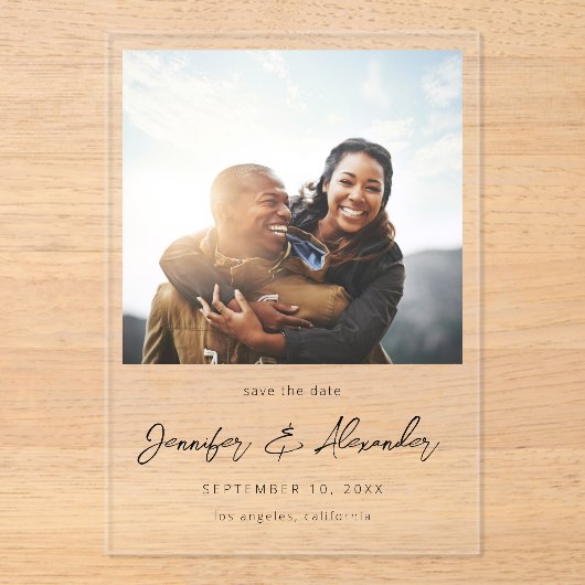 Instant Photo 2 Sla de datum op Acryl Uitnodigingen (Voorkant)