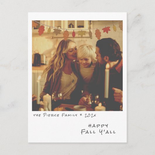 Instant Photo - Autumn Leaves Garland Herfst Feestdagenkaart (Voorkant)