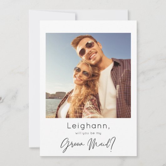 Instant Photo Be My Groom Maid Proposal Kaart (Voorkant)
