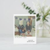  Instant Photo Blauw/Wit Chanoeka Garland Feestdagenkaart (Staand voorkant)