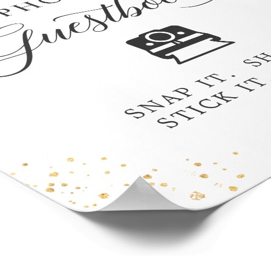 Instant Photo Guestbook Sign Blush Pink Floral Poster (Hoek)