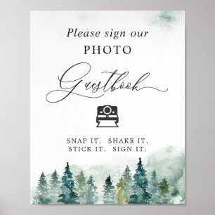 Instant Photo Guestbook Sign Forest Pine Trees Poster