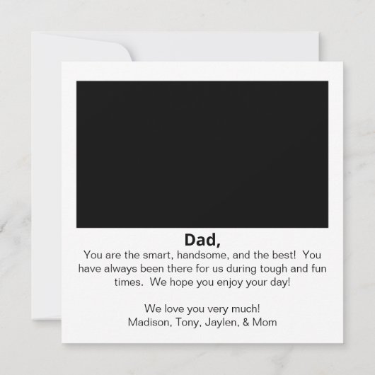 Instant Photo Happy Vaderdag Kaart (Achterkant)