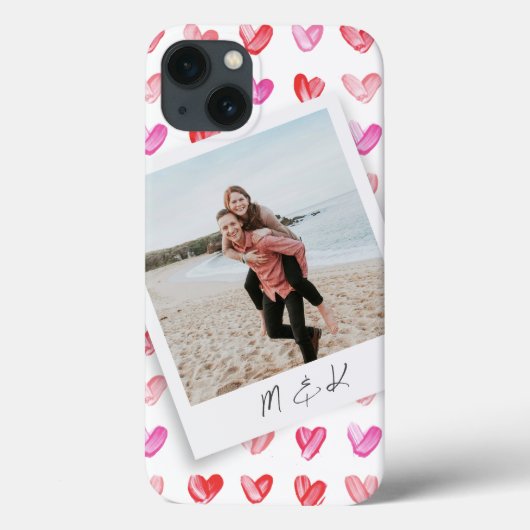 Instant Photo Hearts-monogram Case-Mate iPhone Case (Achterkant)