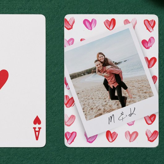 Instant Photo Hearts Monogram Poker Kaarten
