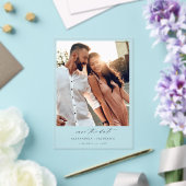 Instant Photo - Lang Wit Chic Sla de datum op Acryl Uitnodigingen (Insitu (Huwelijk))