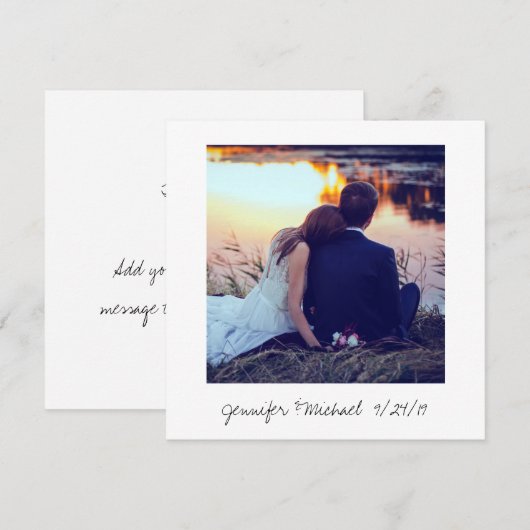 Instant Photo Look Bruiloft Foto Dank u Bedankkaart (Voorkant / Achterkant)