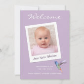 Instant Photo Modern Multiple Photo Paars Birth Aankondiging (Voorkant)