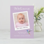 Instant Photo Modern Multiple Photo Paars Birth Aankondiging (Staand voorkant)