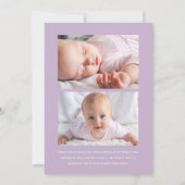 Instant Photo Modern Multiple Photo Paars Birth Aankondiging (Achterkant)