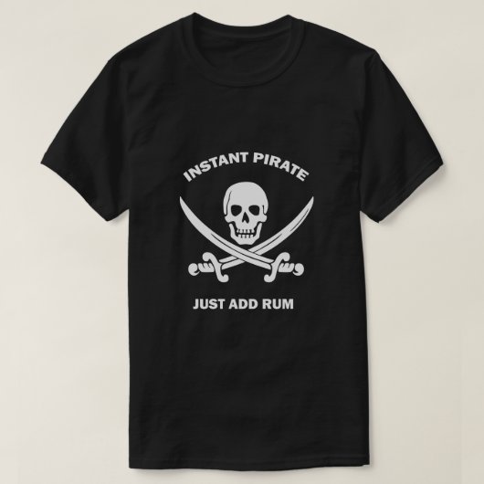 Instant Pirate Add Rum Basic Black T-shirt (Design voorkant)