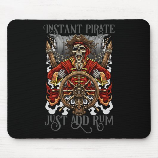 Instant Pirate Voeg Rum Halloween Cruise Pirat Muismat (Voorkant)