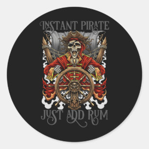 Instant Pirate Voeg Rum Halloween Cruise Pirat Ronde Sticker