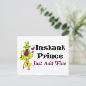 "Instant Prince, Just Add Wine" Wijnprins Briefkaart (Staand voorkant)
