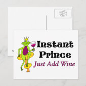 "Instant Prince, Just Add Wine" Wijnprins Briefkaart (Voorkant / Achterkant)
