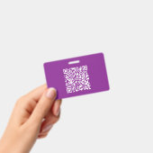 Instant QR-code met uw website-URL | Paars Badge (Handheld)