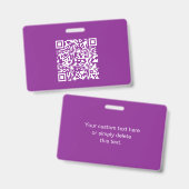 Instant QR-code met uw website-URL | Paars Badge (Voor- en achterkant)