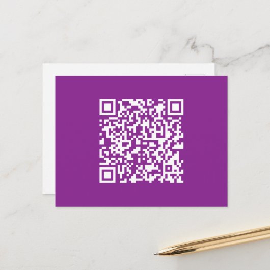 Instant QR-code met uw website-URL | Paars Briefkaart (Voorkant / Achterkant in situ)