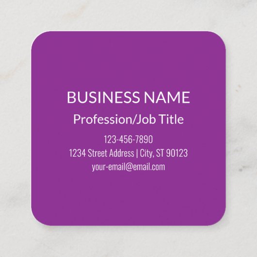 Instant QR-code met uw website-URL | Paars Vierkante Visitekaartje (Achterkant)