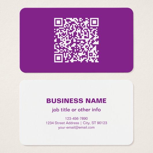 Instant QR-code met uw website-URL | Paars Visitekaartje (Voorkant /achterkant)