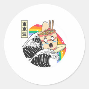 Instant Ramen Noedels Surfen Japanse Golf Rainbo Ronde Sticker