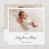 Instant Two Photo Birth Announcement 3 Kaart (Voorkant / Achterkant)