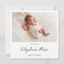 Instant Two Photo Birth Announcement 3 Kaart