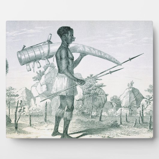 Instantie met een versierd ivoorolifantenslagtand, fotoplaat (Voorkant)