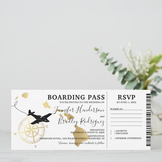 Instapass Bestemming Hawaiaanse Bruiloft Kaart (Staand voorkant)