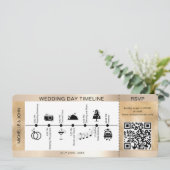 Instapass Geïllustreerde Huwelijkstijdlijn RSVP Kaart (Staand voorkant)