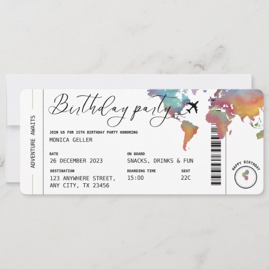 Instapass Reis Thema Verjaardagsfeestje Kaart (Voorkant)