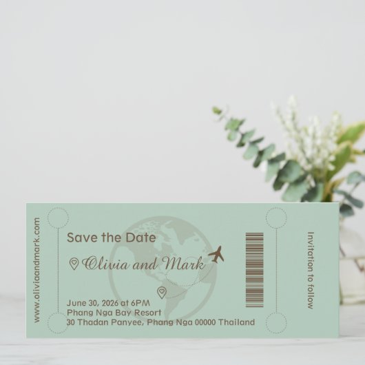Instapass Save the Date – Sage & Beige Kaart (Staand voorkant)
