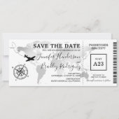 Instapassagie wereldkaart ticket save the date (Voorkant)