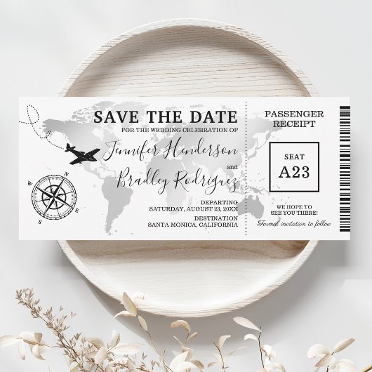 Instapassagie wereldkaart ticket save the date