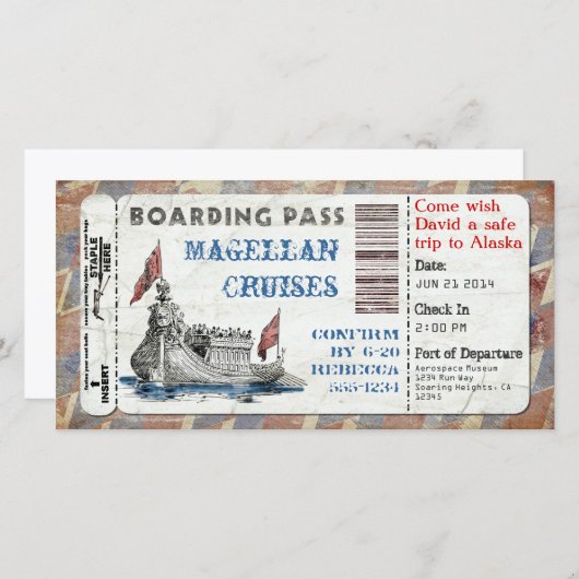 Instapassagiersbewijs cruiseschip (Voorkant / Achterkant)