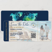 Instapassie Strand Bewaar de Datum QR Code Huwelij Kaart (Voorkant / Achterkant)