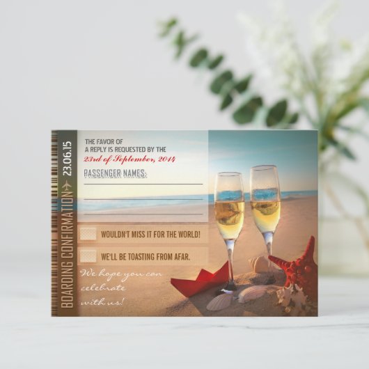 instapbevestiging bruiloft RSVP kaarten - tickets (Staand voorkant)