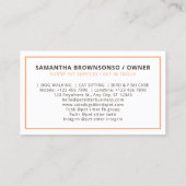 Instapend Veterinary Dog Cat Bird Pet Sitter Visitekaartje (Achterkant)