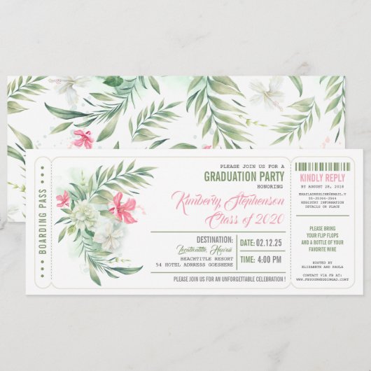 instapkaart | Beach Graduation Party Tickets Kaart (Voorkant / Achterkant)