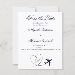 Instapkaart Bestemming Vliegtuig Hart Trouwen Save The Date